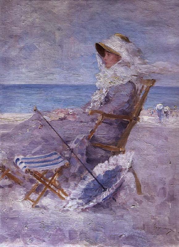 Nicolae Grigorescu On the Sea Shore or Woman on the Sea Shore Norge oil painting art